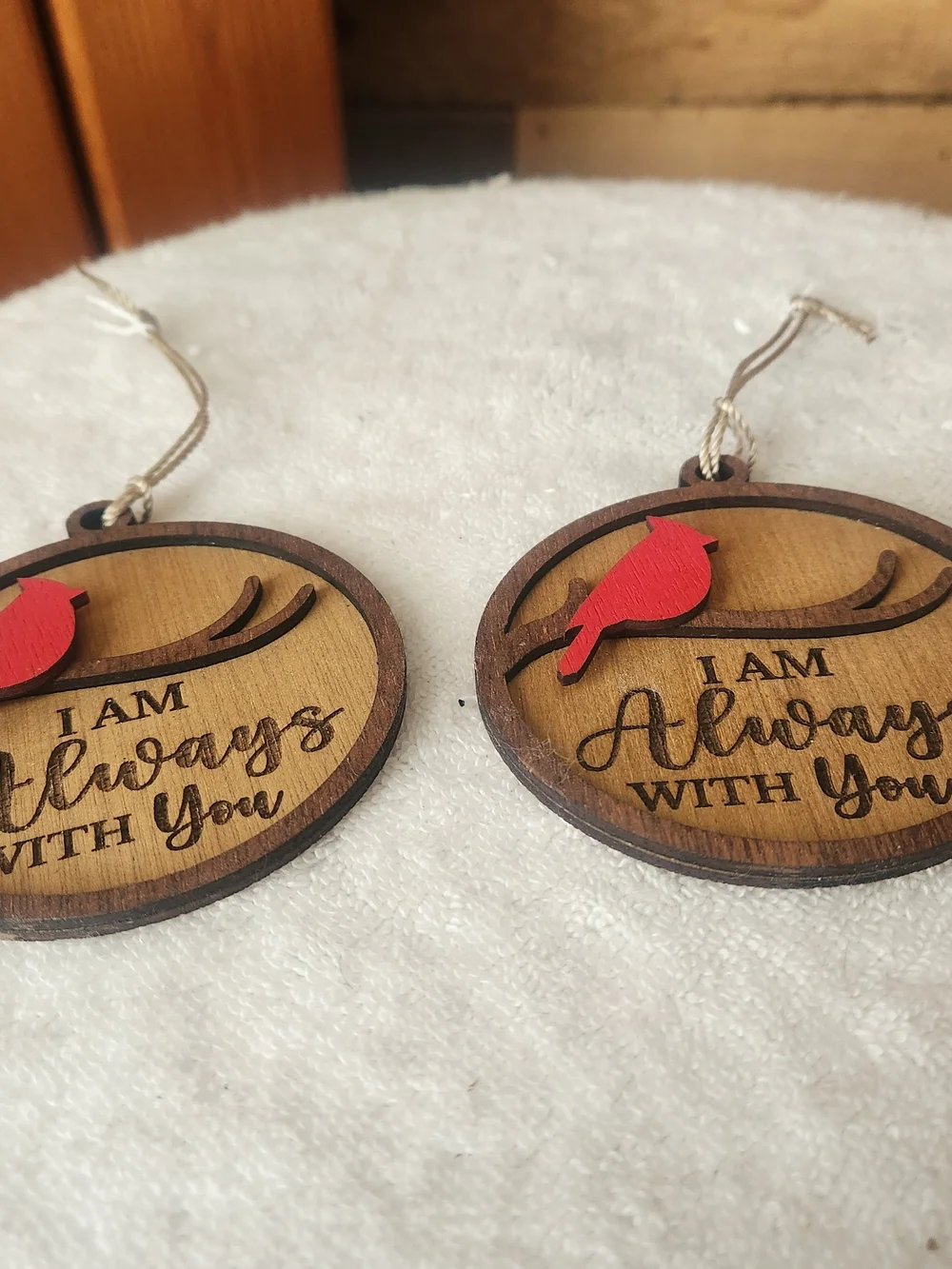 Laser Engraved Red Cardinal 'I Am Always With You' Hanging Ornaments 3